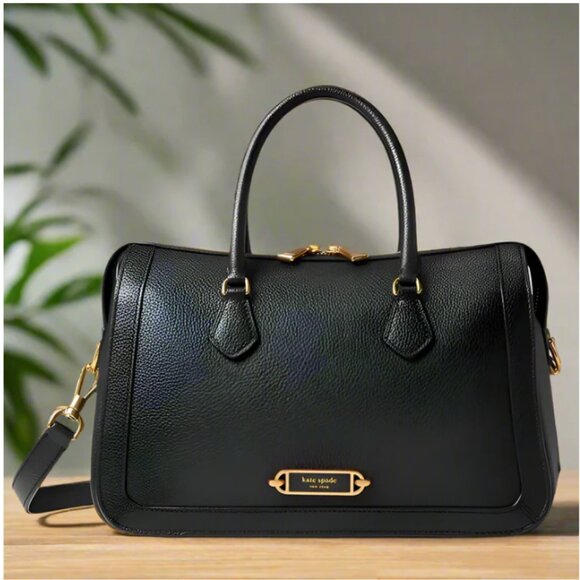 Kate Spade Gramercy Satchel Medium Black Leather Crossbody Doctor Bag - Picture 1 of 13